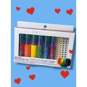Prideful Feelin' Tipsy Nail Polish Set + Rainbow Rhinestone Charms Gemstones